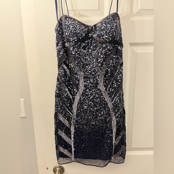 Aidan Mattox Blue Sequin Cocktail Dress Sz 2 NWT - Picture 8 of 12